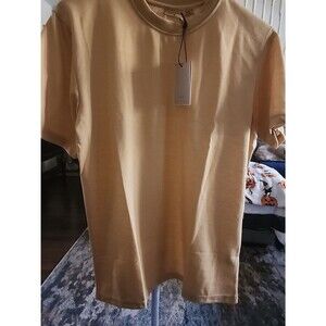 NWT Smash Men's Beige Short Sleeve Crew Neck Pullover T Shirt Size Small CR6